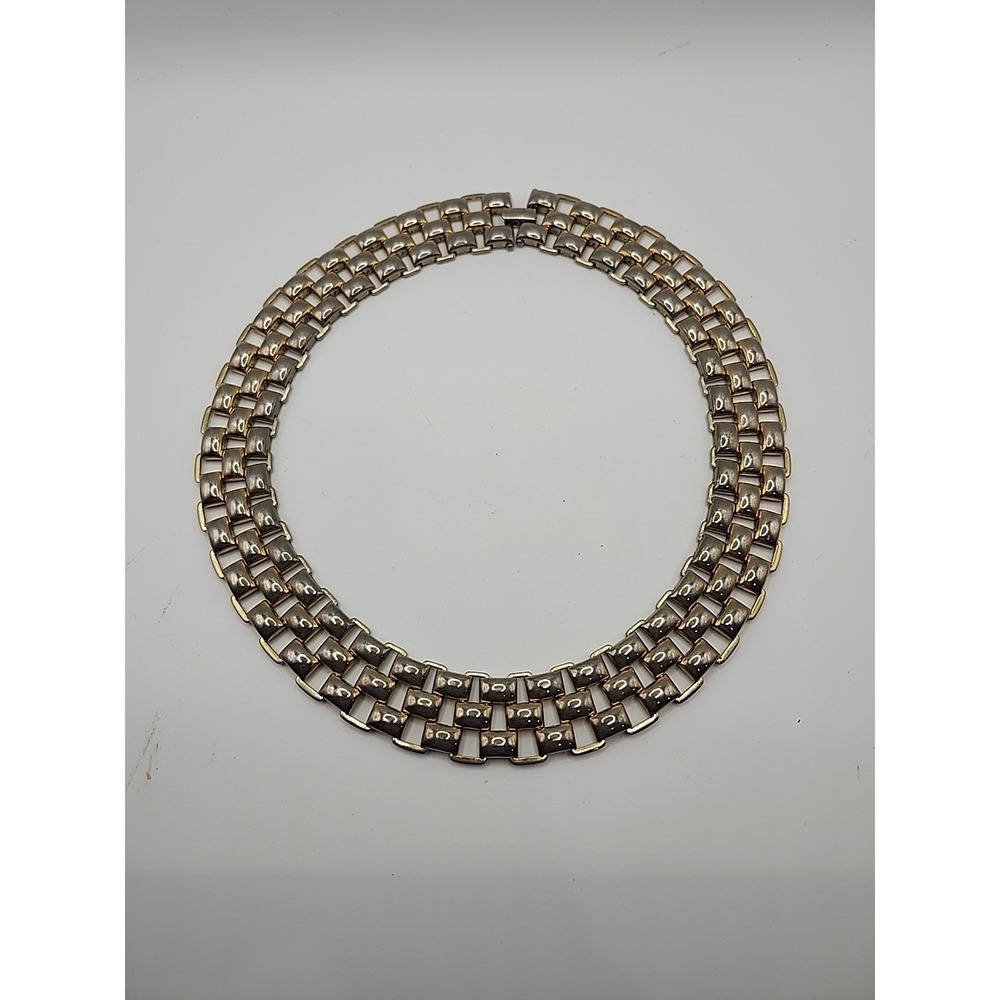 Vintage watch band gold tone collar necklace